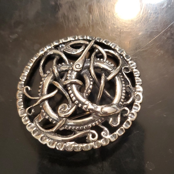 Intricate Silver Serpent Brooch